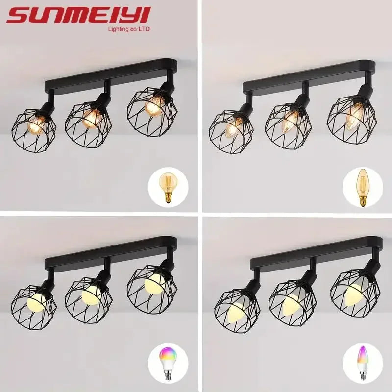 Modern Bedroom Ceiling Lamp Creative Black Study Simple American Industrial Style Living Room Entrance Corridor Qme