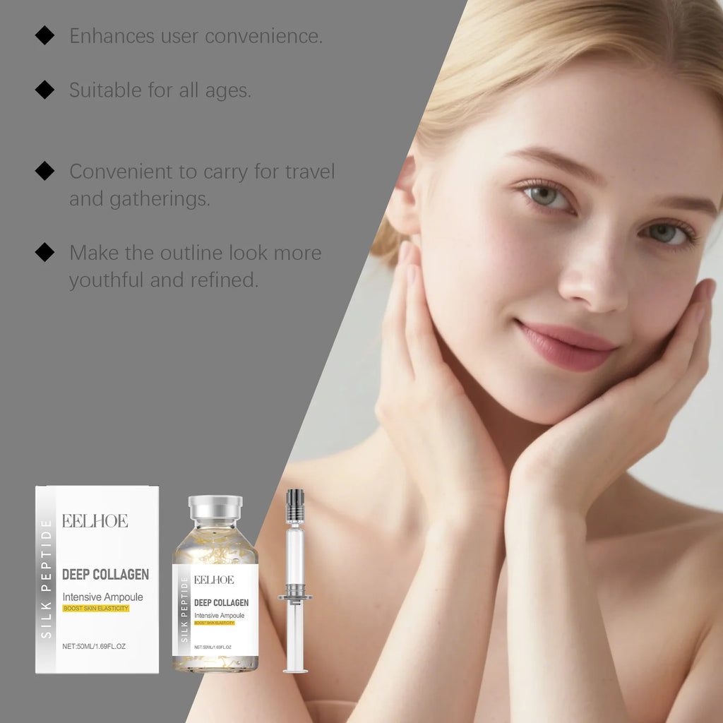 Silk Peptide Intensive Lifting Ampoule Deep Collagen Intensive Revitalizing Essence Face Tightening Smoothing Anti Aging Serum Qme