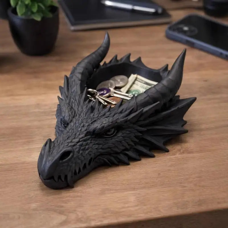 Gothic Dark Style Dragon Head Shaped Desktop Jewelry Storage Tray For Personalized Dark-Style Home Desktop Qme A1
