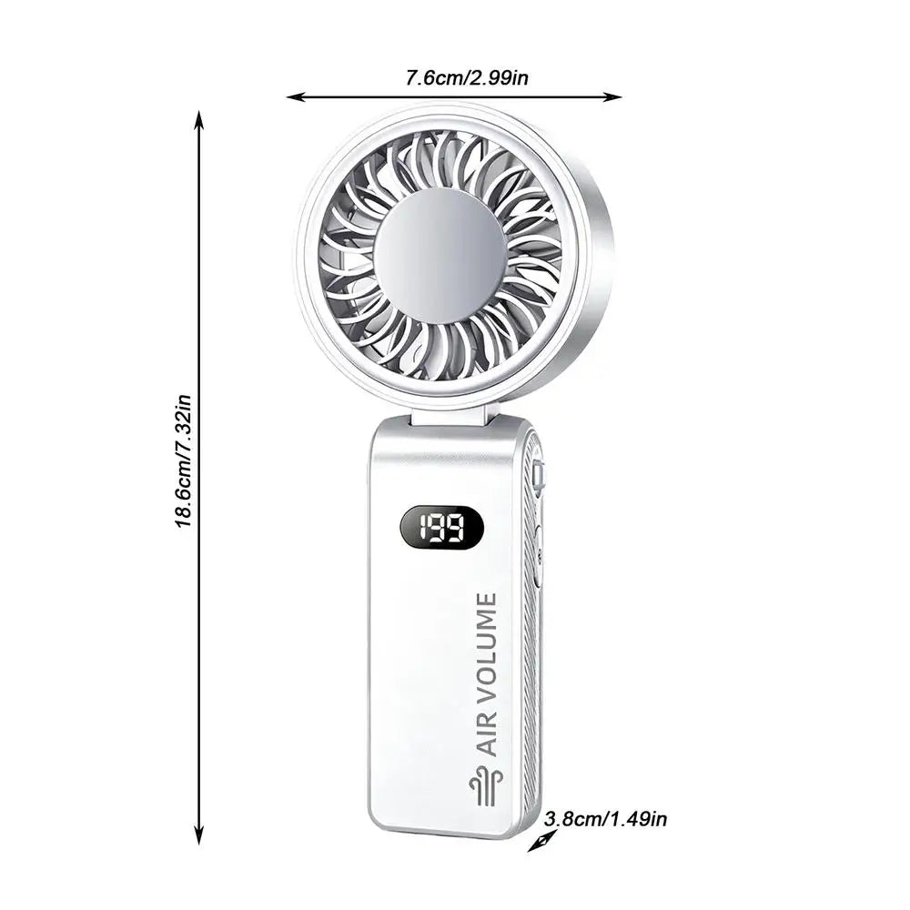 Mini Handheld Fan Rechargeable Foldable Cooling Airflow With LED Display Portable Fan For Cruise Trip Beach Camping Outdoor Qme C China Mainland