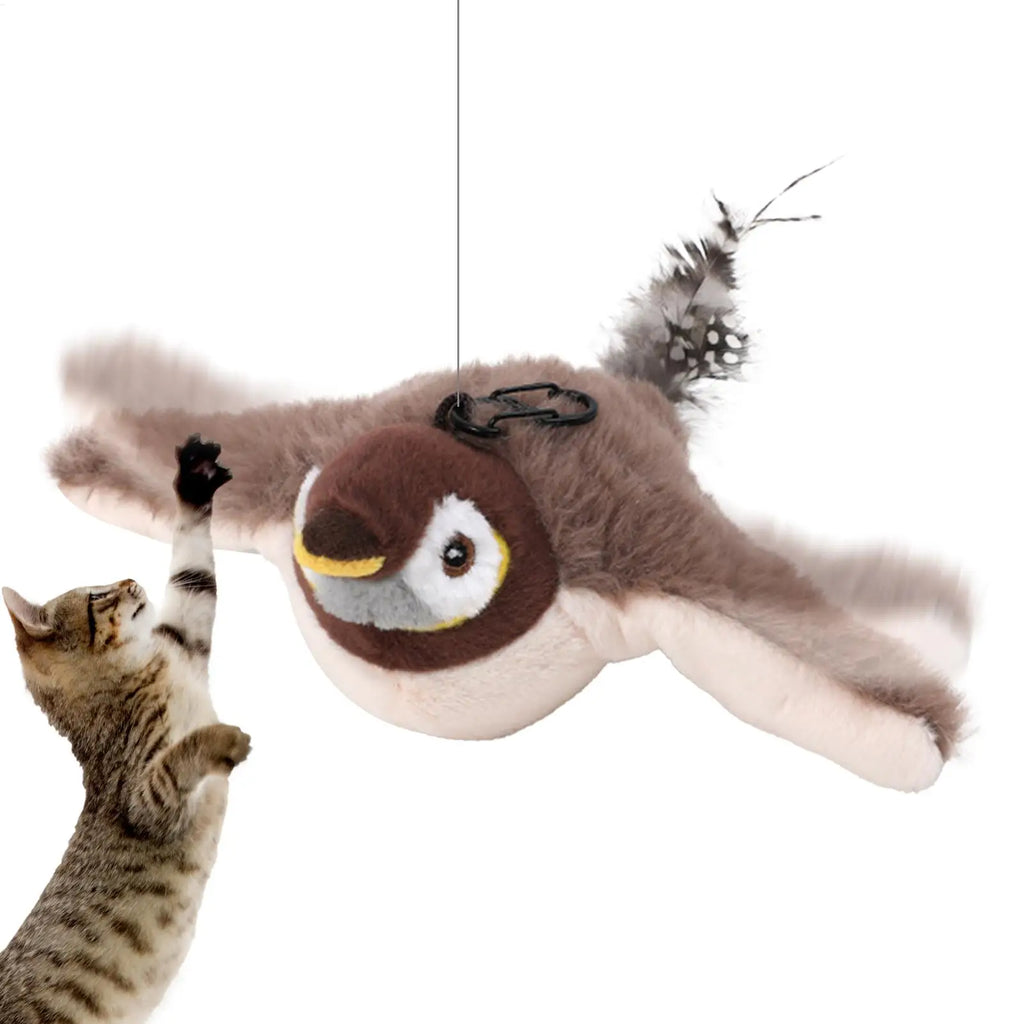 Chirping Bird Cat Toy Cat Toy Simulation Bird Toy Sparrow Flapping Wings Kitten Toys Vivid Chirping Rechargeable Interactive Cat Qme