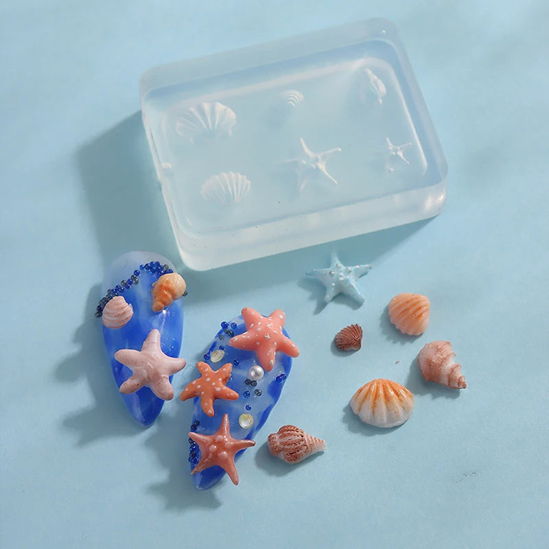 Nail Art Soft Silicone Mold Shell Conch Molds 3D Carved Ocean DIY Qme