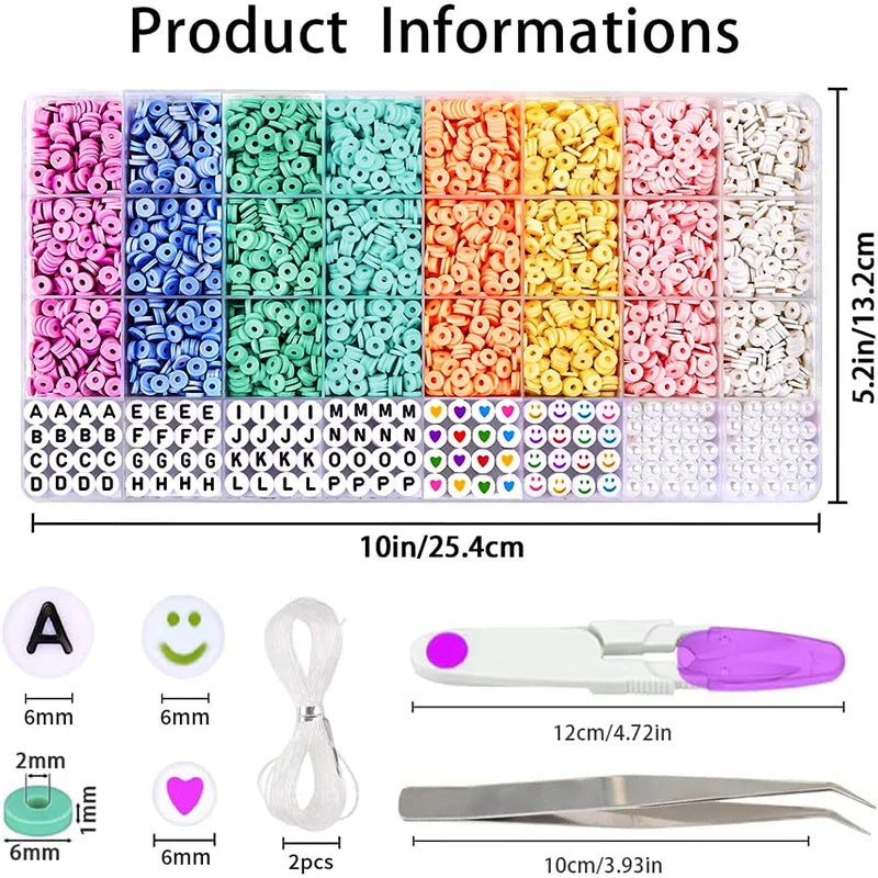 3860Pcs Macarons color Polymer Clay Beads Set Flat Chip Beads For Unique Bracelet Necklce Making Letter Beads Diy Accessorie Qme