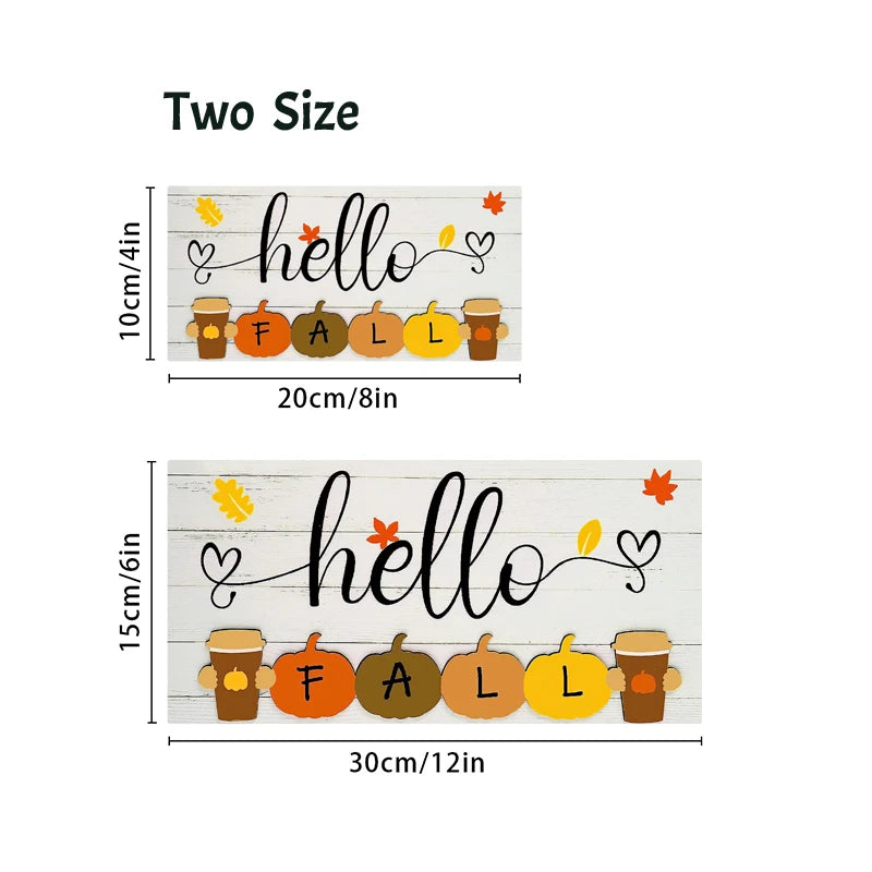 Rustic Hello Fall Wall Hanging Decor Wood Art Plaques Sign Door Sign for Home Living Room Front Door Decor Qme