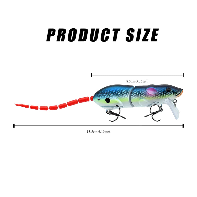 Mouse Lure Artificial Plastic Fishing Swimbait Rat Pike Bass Minnow Qme