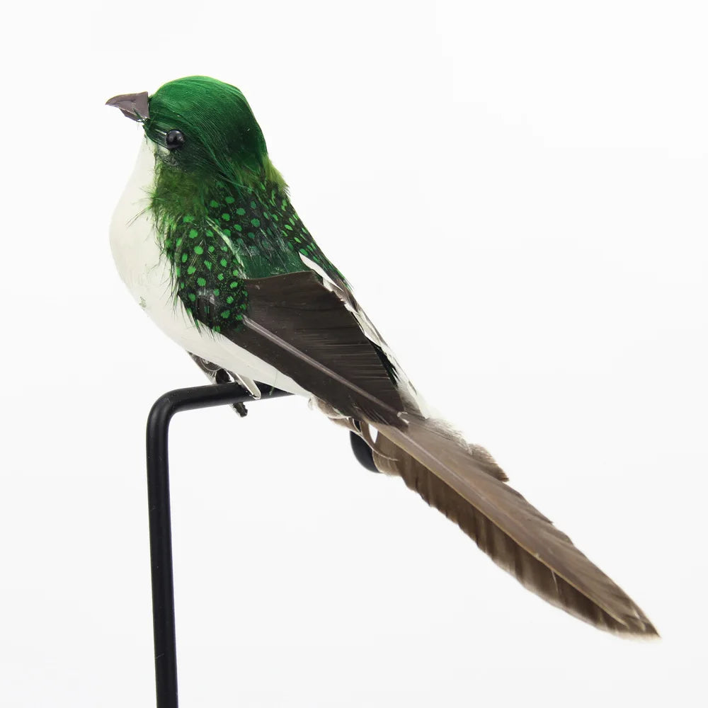 Outdoor Decor Simulation Feather Bird Garden Forest Flower Decoration Bird Foam Feather Products Fake Bird Garden Decoration Qme green