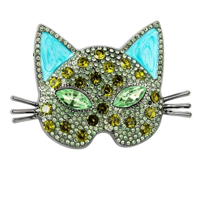 Sparkling Cat Head Brooches For Women Unisex 4-color Luxury Lovely Kitty Pets Animal Office Party Brooch Pins Gifts Qme B