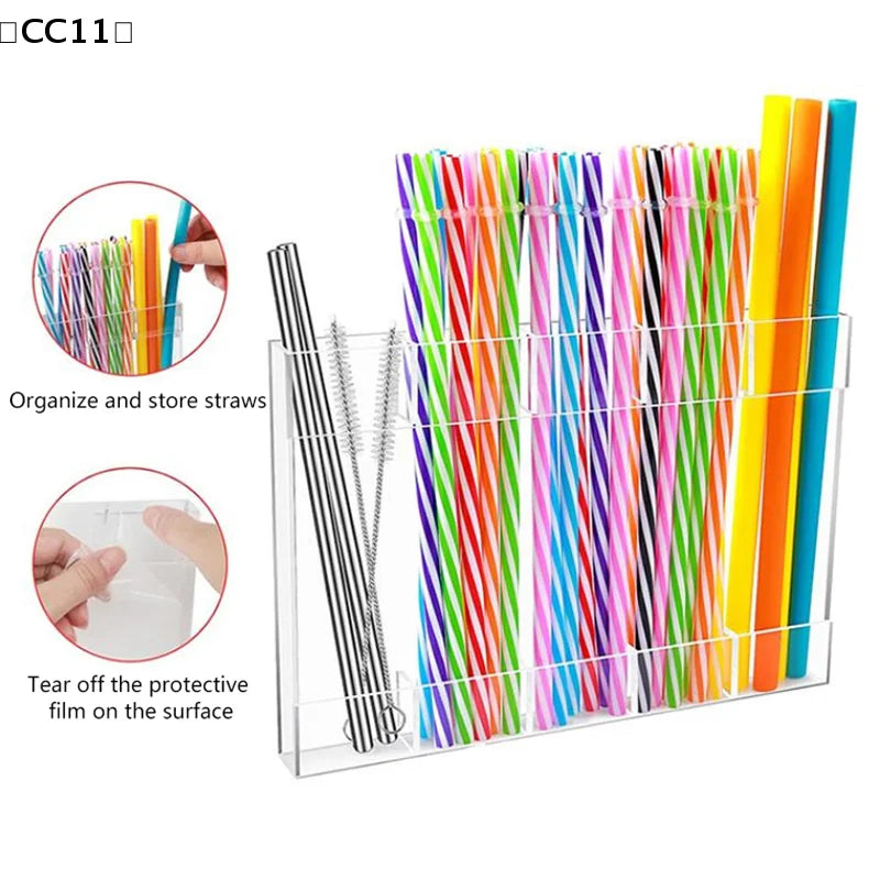 Drinking Straw Holder Organizer No Drilling Cabinet Door Mounted Qme