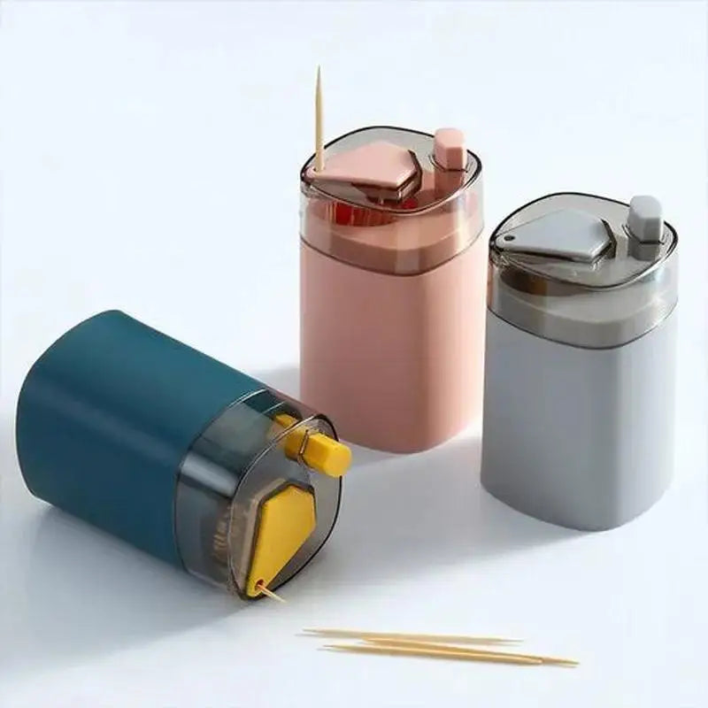 Toothpick Storage Box Living Room Dining Room Automatic Pop-up Toothpick Box Household Push Toothpick Holder Dispenser Qme