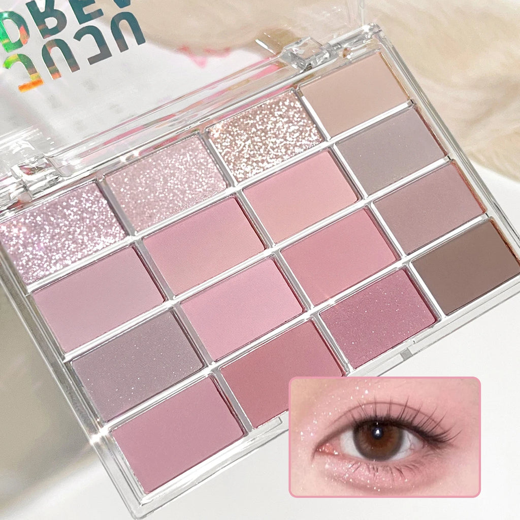 16-Color Eyeshadow Palette Matte Shimmer Nude Earth Tones Silky Qme