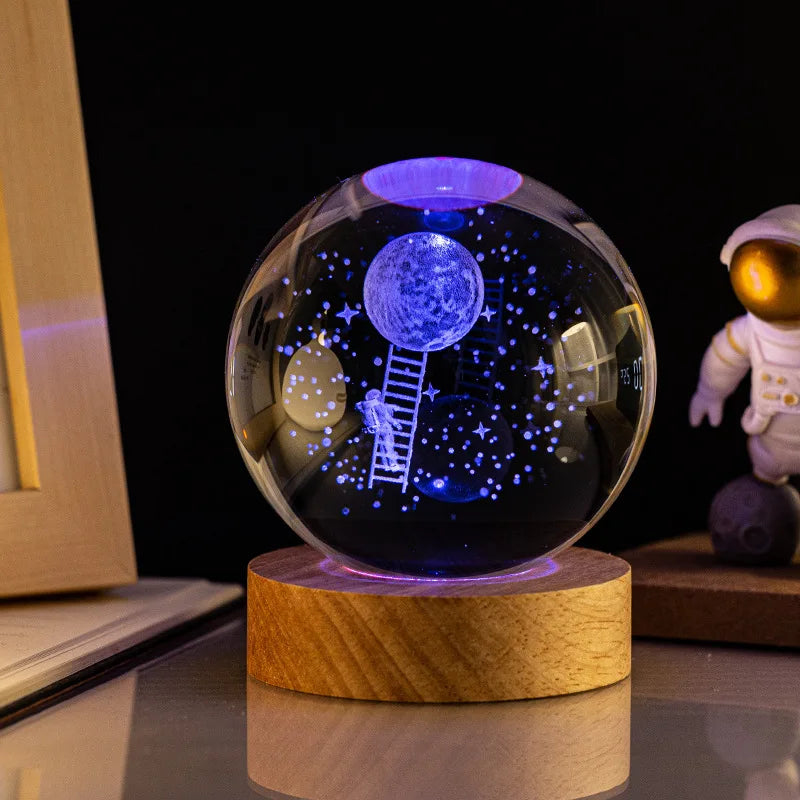 3D Colored Luminous Crystal Ball Astronomy Galaxy Crystal Sphere Beside Lamp Solar System Glassic Snow Globe Desktop Decorations Qme Moon Landing