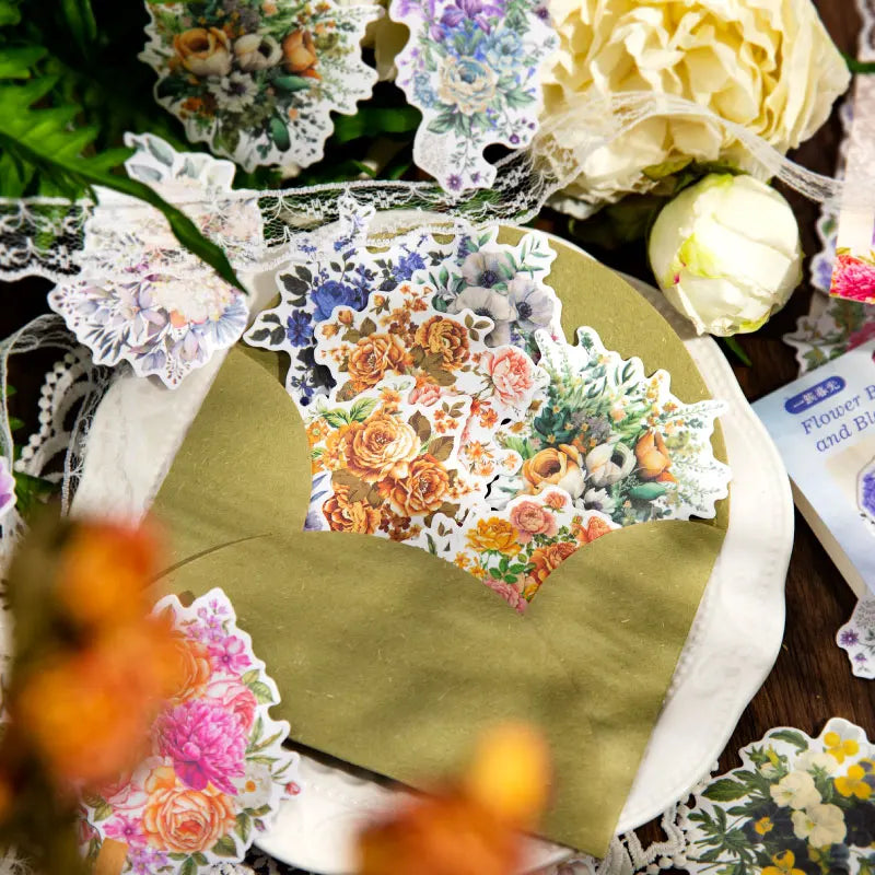 20 pcs Flower Sticker Literature Art Decorative Scrapbooking Diy Diary Album Creativity hand made Collage material Qme
