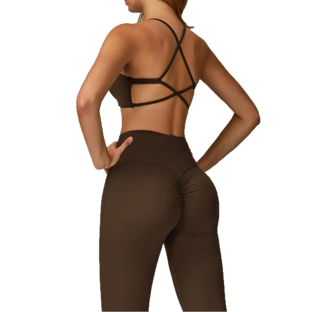 B 2PCS Yoga Suit Sports Set Women Quick-Dry Gym Set Women Tracksuit Running Workout Long Sleeve Sports Shirt Yoga Clothing Qme