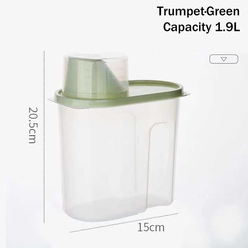 Dry Goods Airtight Container Rice Bucket Grain Storage Measuring Cup Qme Green S