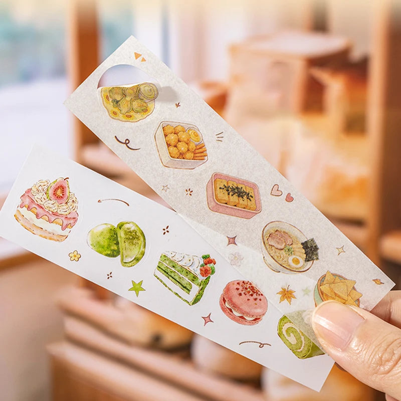 2 Books Warm Tone Food Stickers Multi‑Purpose Decorative Stickers, Assorted Patterns, Ideal for Scrapbooking Foodie CraftS Qme