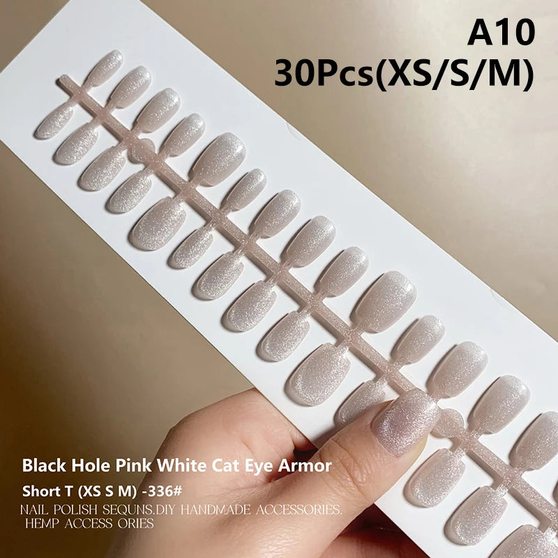 Cat Magnetic Press Nail Pretty Fake Nails Detachable Full Tips Qme A10