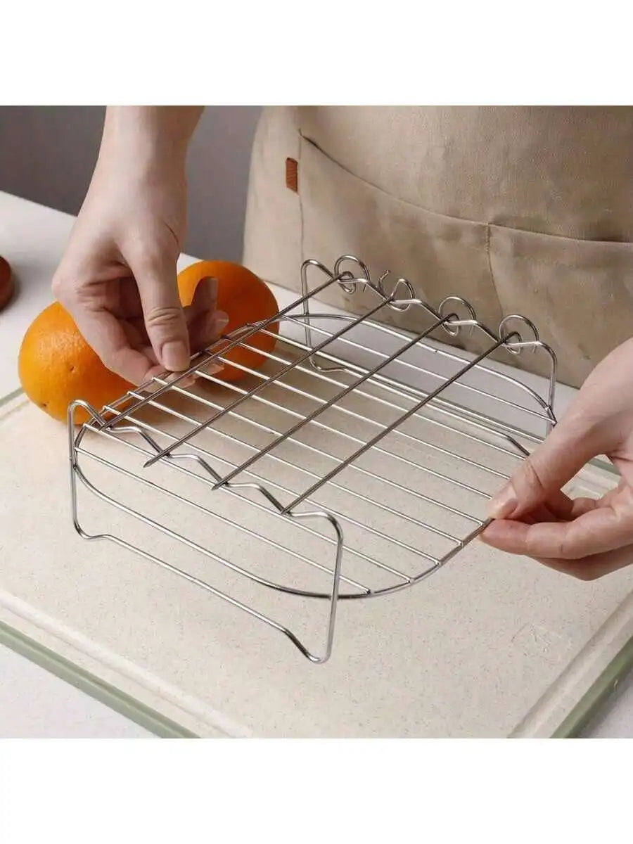 Stainless Steel Air Fryer Holder Equipped 4 Baking Needles Qme 1pc