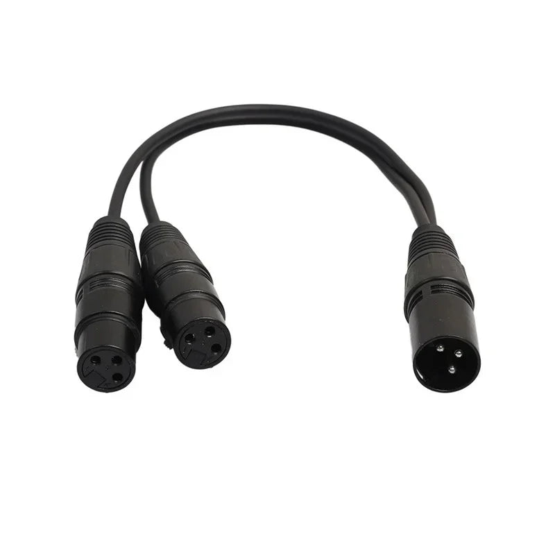 Audio Y Splitter Cord Line for Mixer Recorder, 3Pin XLR 1 Male To 2 Female Audio Extension Cable Qme