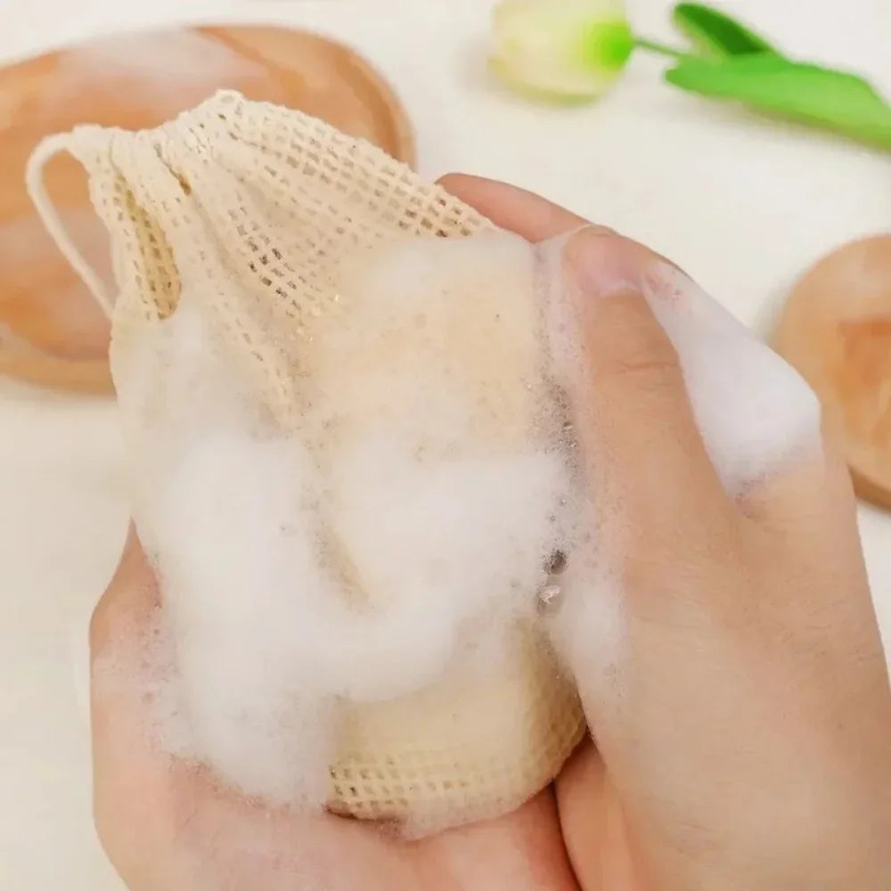 Eco Friendly Handmade Soap Foam Bag Portable Reusable Daily Body Facial Washing Tool Ideal for Travel & Home Mesh Soap Bag Use Qme