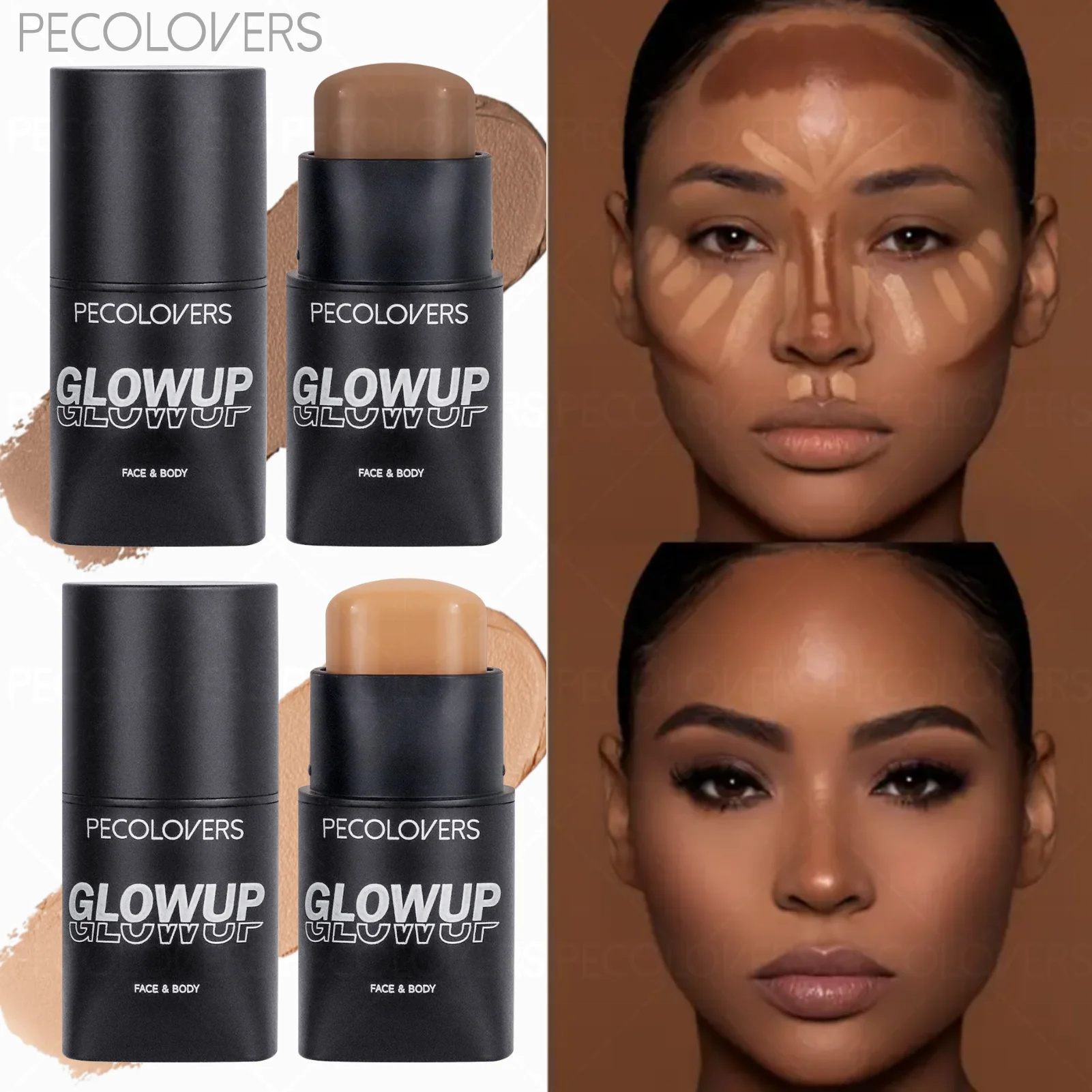 Face Contour Stick 3D Natural Shadow Look All Skins Highlight Qme