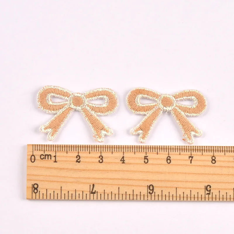 20pcs 2.6x3.6cm mixed colors Knitted bow cloth patch For Clothing Headwear Bags Decoration Sewing Accessories Patch cp4232 Qme 4