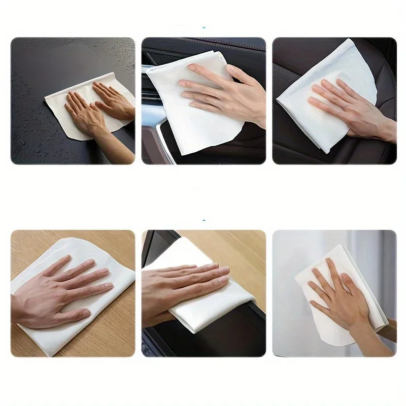 Chamois Cloth For Car Drying Towel Shape Real Leather Washing Cloth Cleaning Towel Car Wipes, Cleaning Cloth For Glasses (Lens) Qme