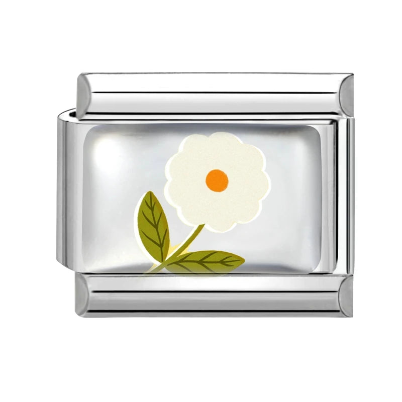 Colorful Brilliant Flowers Sunflower Lotus Tulip Charm Italian Link Fit 9mm Stainless Steel Bangles DIY Making Jewelry Bracelets Qme Style 15