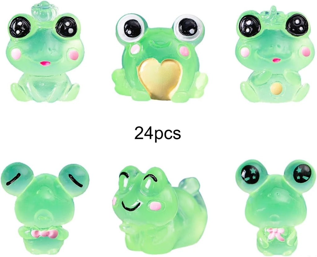 6/12/18/24 Pcs Luminous Mini Frog Figurines Glow In Dark Resin Frogs Moss Terrarium Dollhouse DIY Craft Decor Accessories Qme 24pcs