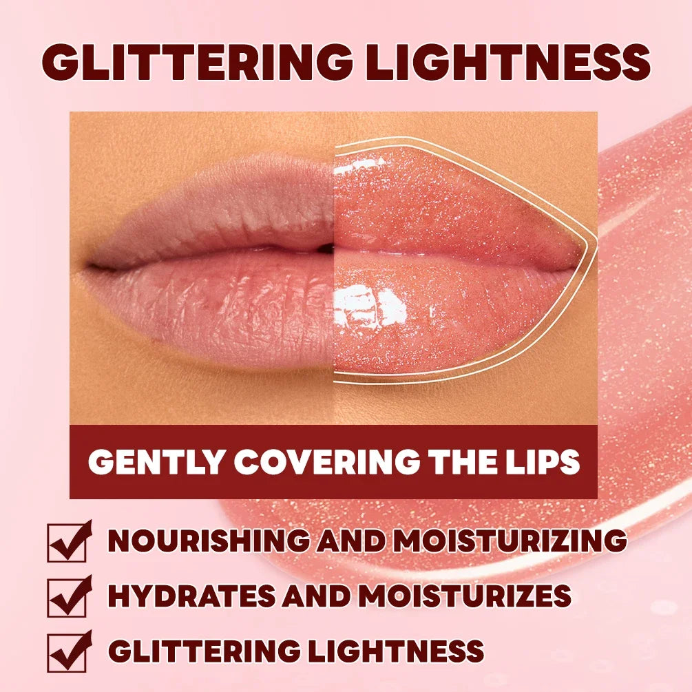 QIBEST 8 Colors Glitter Lip Gloss Makeup Sets Lasting Shiny Shimmer Lip Glaze Makeup Lip Tint Moisturizing Lip Balm Oil Lipgloss Qme