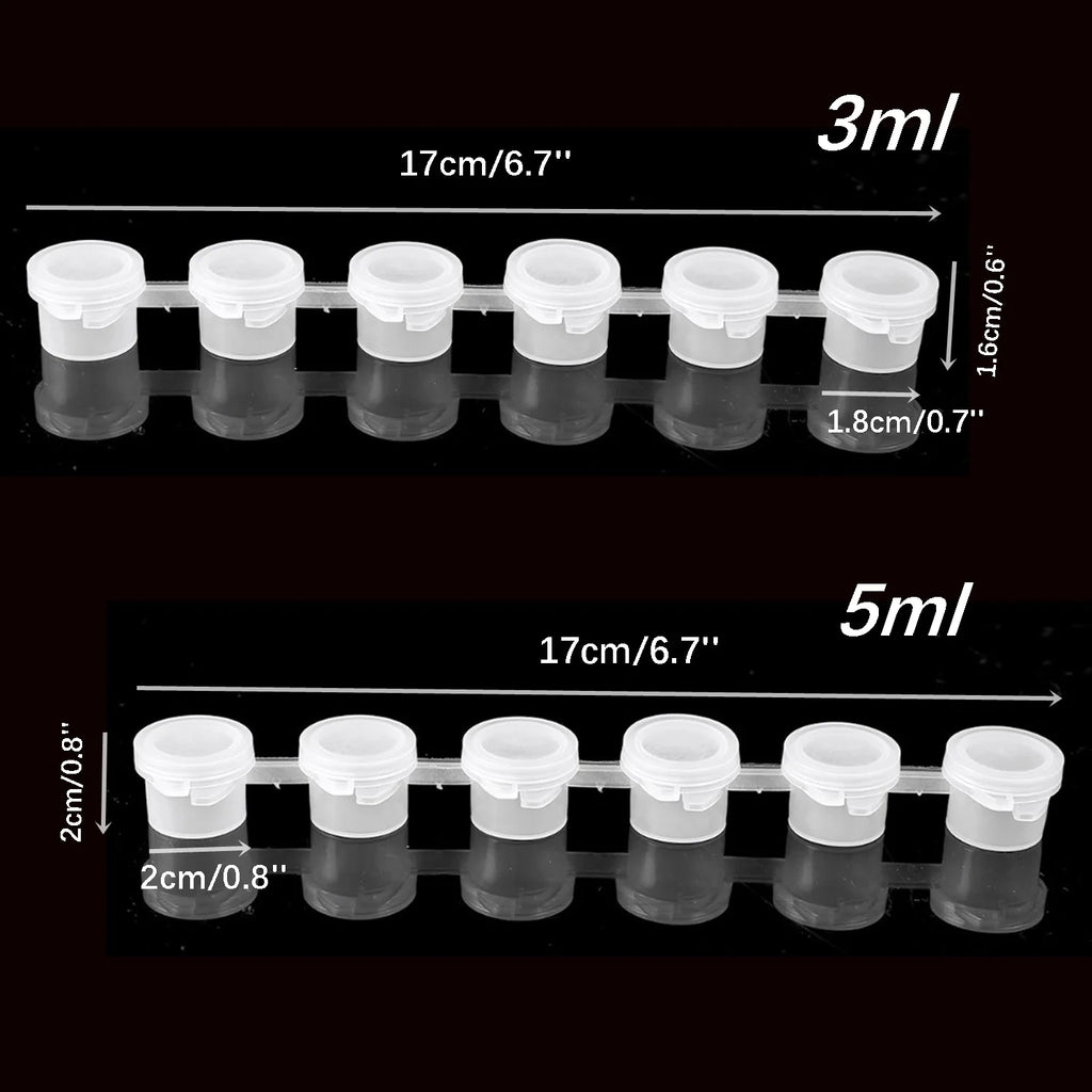 10Strips 60Pots Empty Paint Strips Mini Paint Cup Box Pod Art Crafts Plastic Storage Container Pigment Container Drawing Supplie Qme