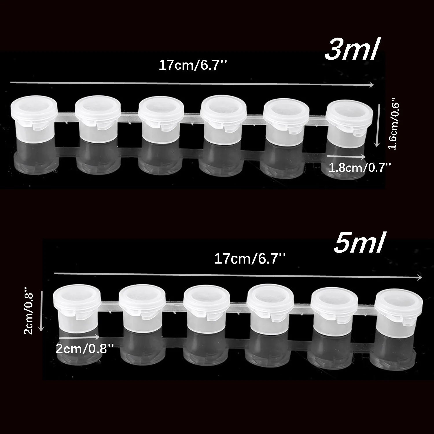 10Strips 60Pots Empty Paint Strips Mini Paint Cup Box Pod Art Crafts Plastic Storage Container Pigment Container Drawing Supplie Qme
