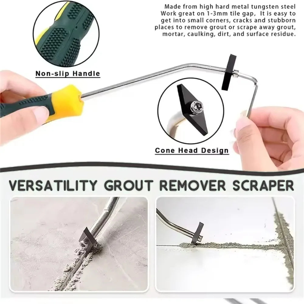 Ceramic Tile Grout Remover Professional Floor Wall Seam Cement Cleaning Hand Tool Rhombus Tungsten Steel Tiles Joint Gap Cleaner Qme