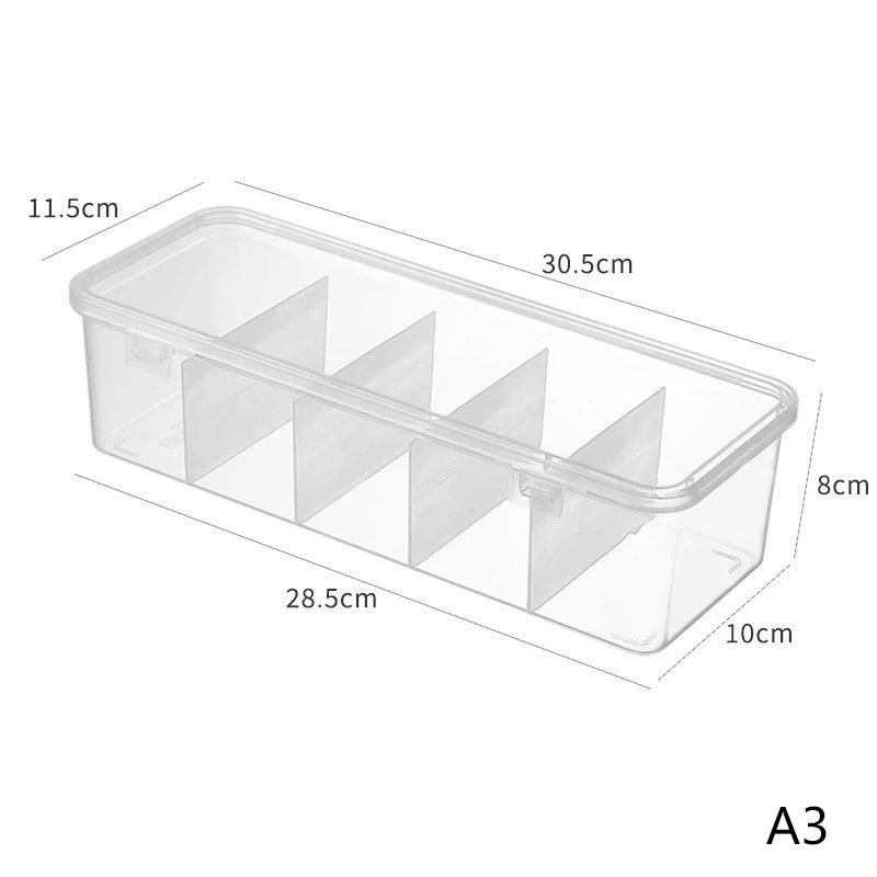 Data Cable Management Box Socks Underwear Storage 5 Compartment Lid Qme L