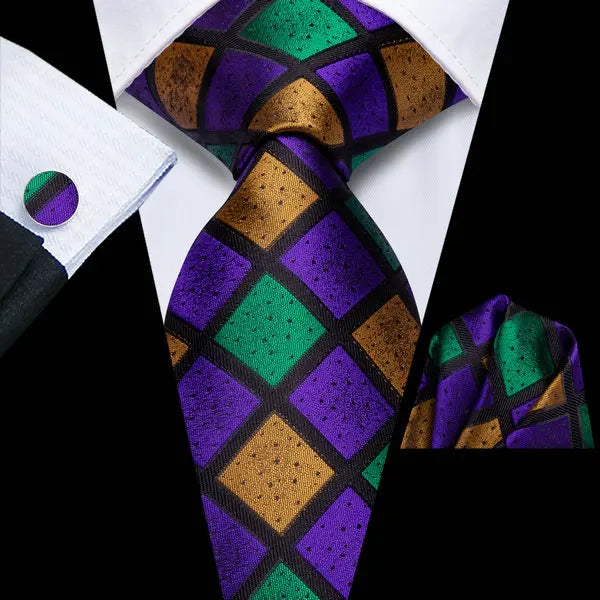 Professional Mens 3-Piece Suit Necktie Pocket Square Cufflinks Qme DPTH-HT-LDSN3988