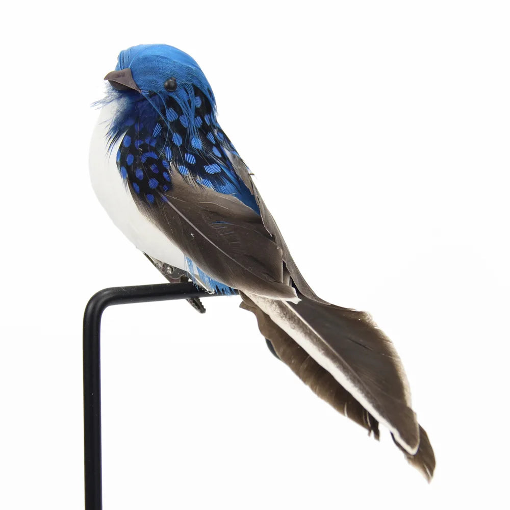 Outdoor Decor Simulation Feather Bird Garden Forest Flower Decoration Bird Foam Feather Products Fake Bird Garden Decoration Qme Blue
