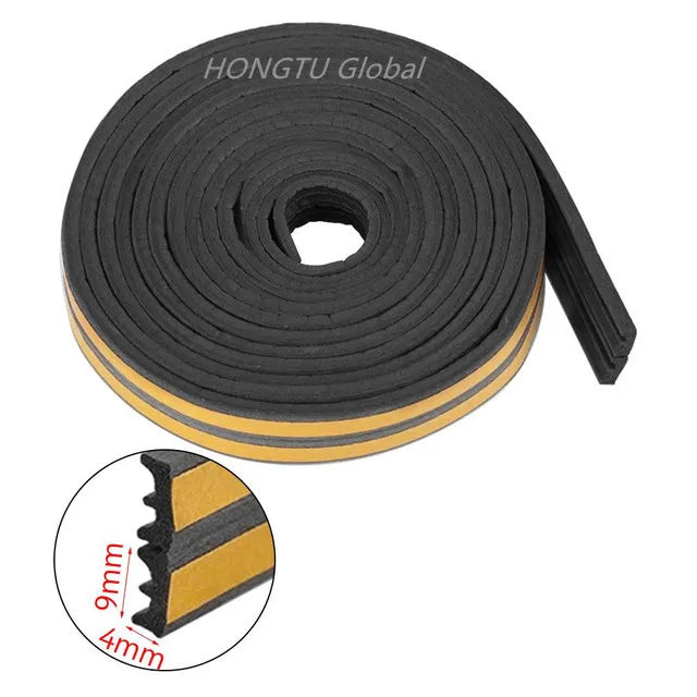 Rubber Foam Window Door Seal Self Adhesive Windproof Tape Door Joint Filler Collision Avoidance Soundproof Sealing Strip Qme black E Type 15 Meter