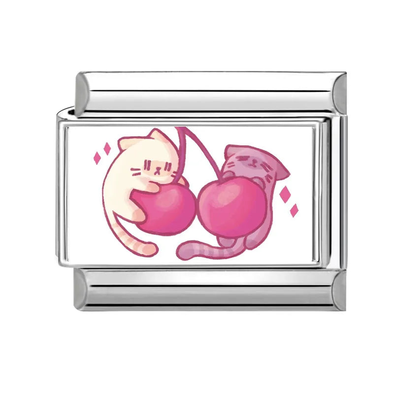 Design Cute Cartoon Animal Pet Series Cat Dog Rabbit Italian Link fit 9mm Stainless Steel Bracelet Making Gift DIY Charm Jewelry Qme Style 26