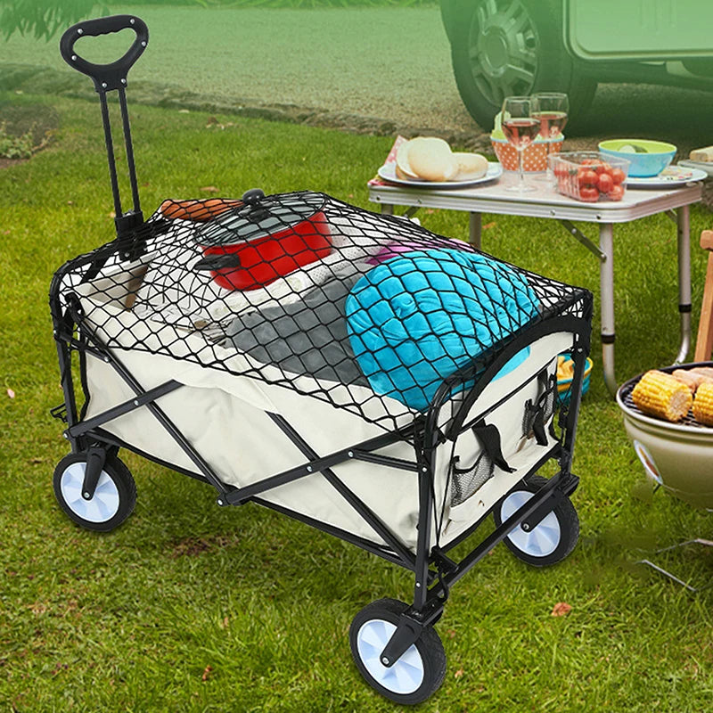 Camping Trolley Net Hook Wagon Cargo Heavy Duty Nylon Garden Cart Qme