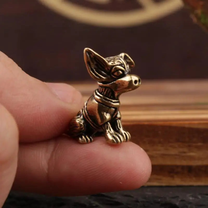 Bronze Sculpture Solid Copper Puppy Brass Ornaments Zodiac Dog Qme