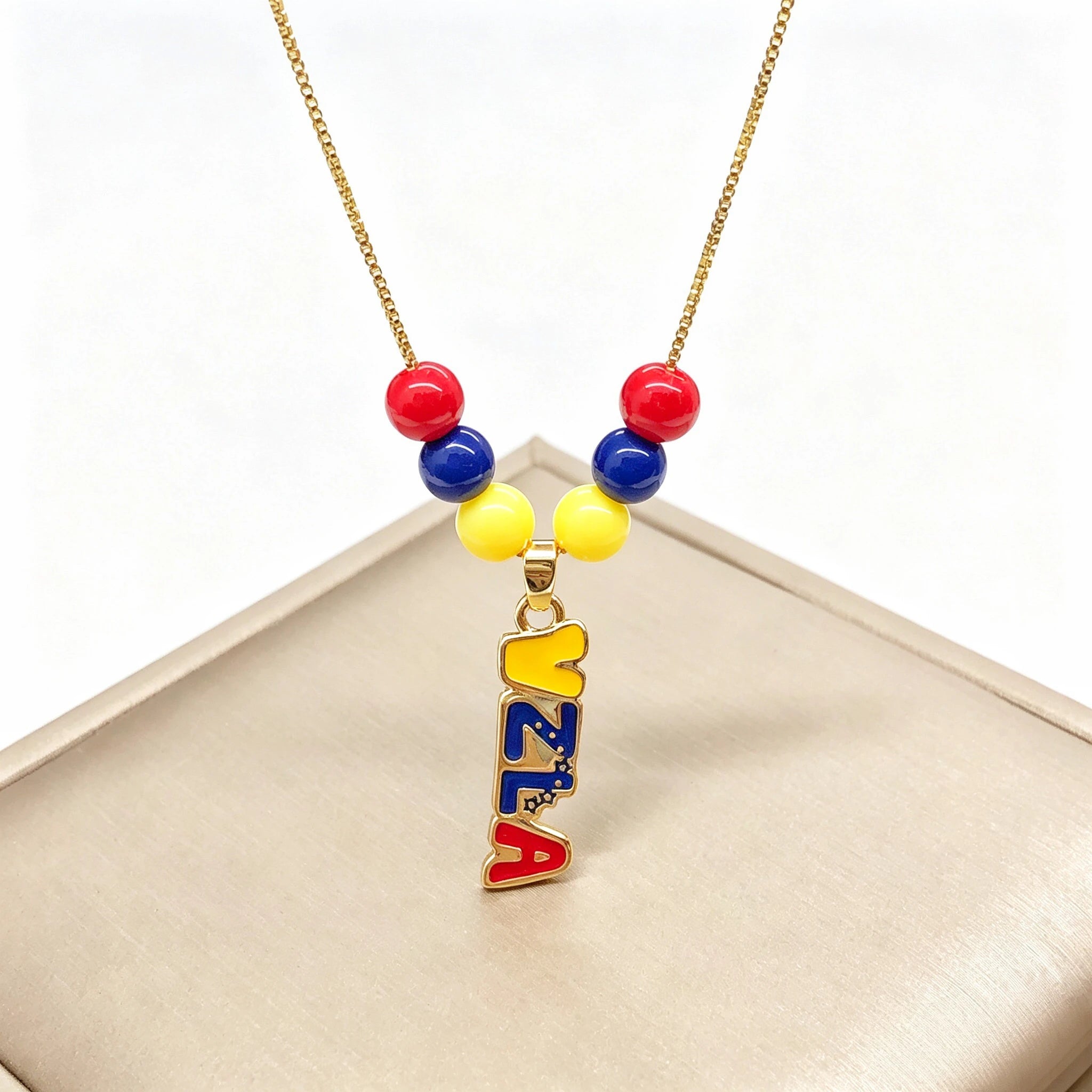 Hot Sale Enamel Art Venezuela Colombia Flag Cross Violin Bird Necklace Gift for Man Woman Daily Party Patriotic Jewelry Choker Qme 7 45cm