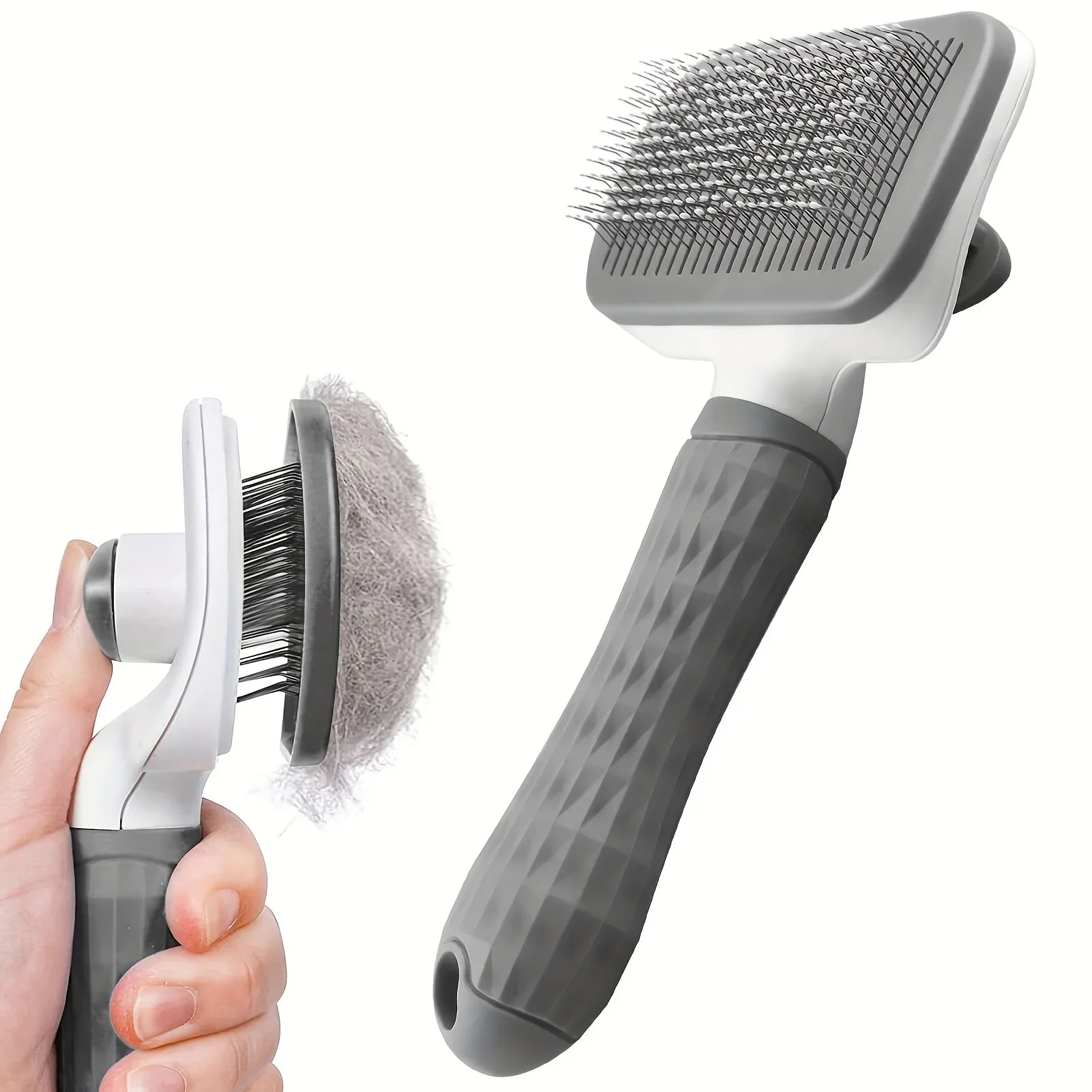 Easy-Clean Pet Comb, Suitable for Dogs and Cats - Gentle Deshedding Massage Comb with One-Click Deshedding Function Qme