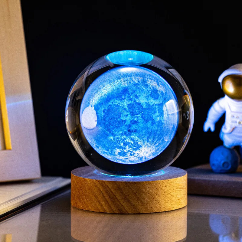 3D Colored Luminous Crystal Ball Astronomy Galaxy Crystal Sphere Beside Lamp Solar System Glassic Snow Globe Desktop Decorations Qme Moon