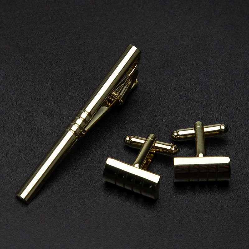 Men Metal Tie Clips Cufflinks Luxury Accessories Classic Shirts Cuff Qme
