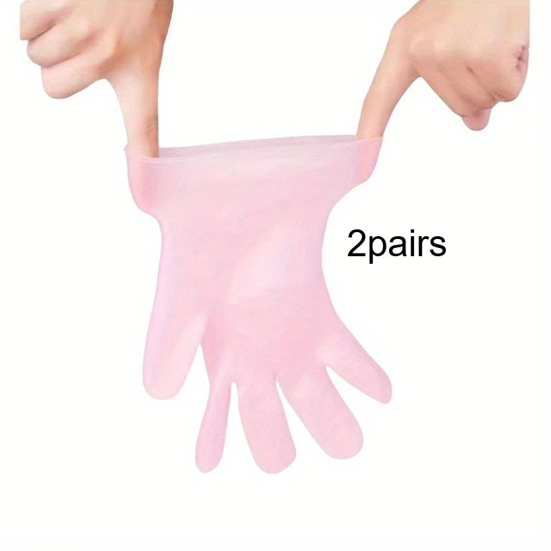 Reusable Silicone Moisturizing Gloves Socks Set Spa Gel Hand Foot Care Kit Washable for Dry Cracked Skin Repair Night Sleep Spa Qme Glove 2pairs