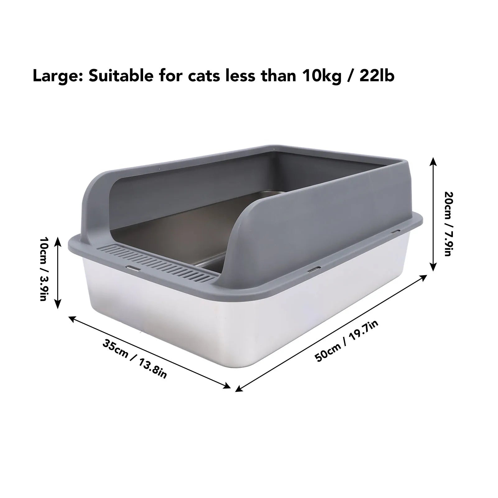Stainless Steel Cat Litter Box with Lid Anti Splash High Sided Odor Free Semi Enclosed Easy Clean Pet Toilet Tray Qme