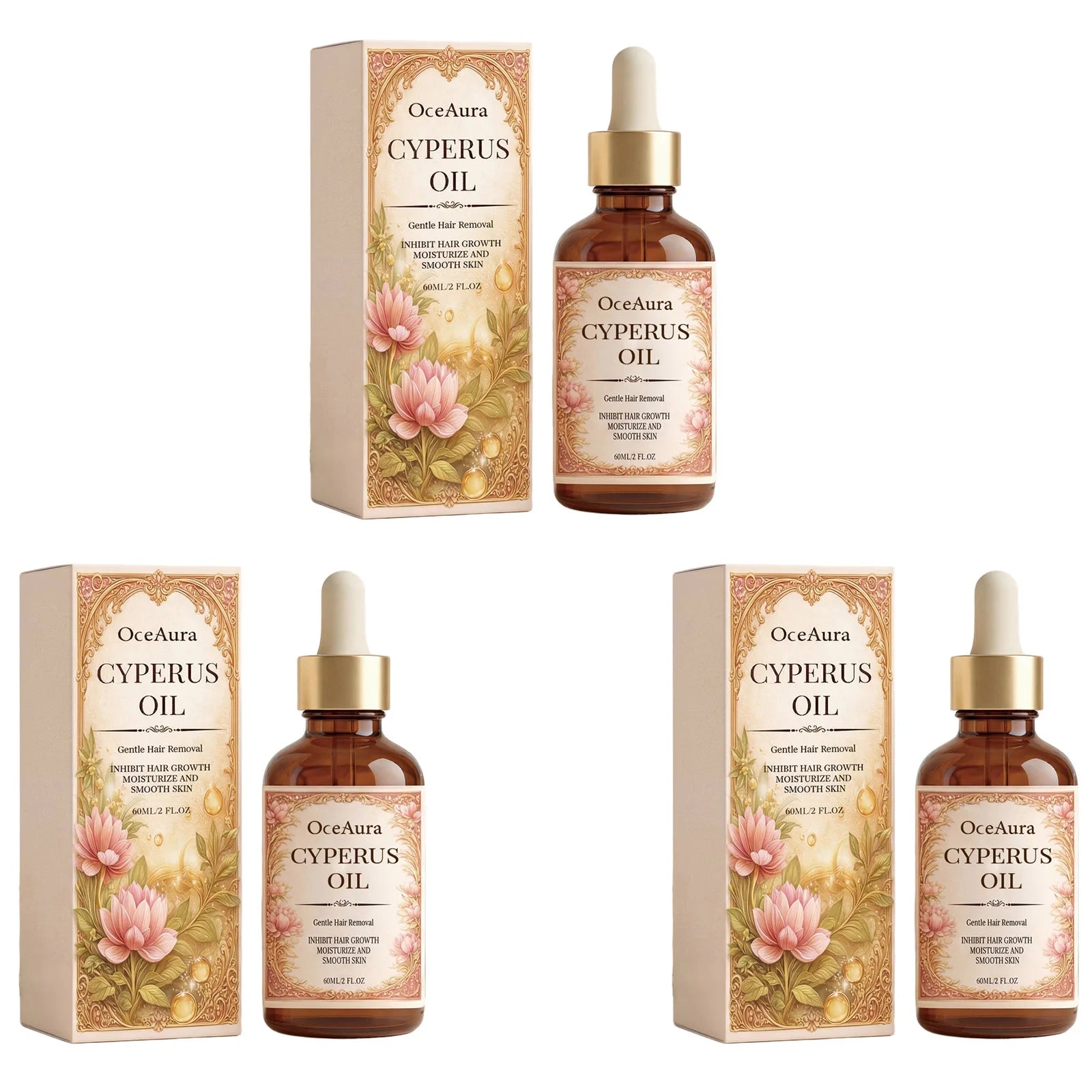 Oceaura Cyperus Rotundus Oil After Hair Removal Body Care Soothe Skin Qme 3 X 60ml Boxed