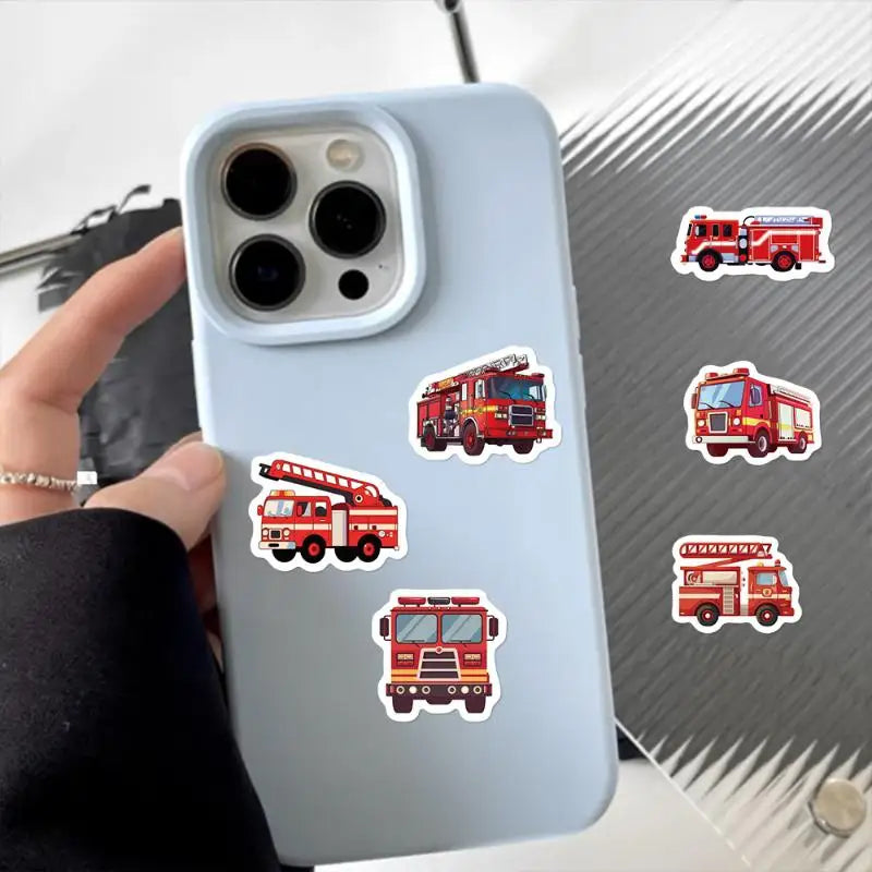 Cartoon Art Fire Truck Roll Graffiti Stickers Scrapbooking Living Qme