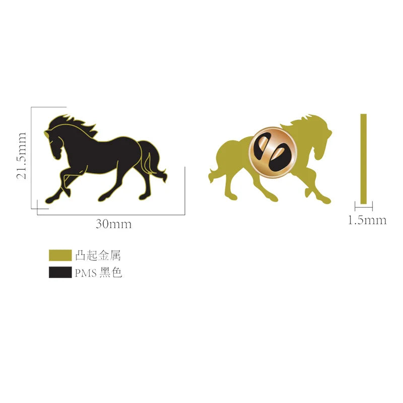 Chinese Zodiac Horse Metal Enamel Pins Cute Cartoon Animal Lapel Pin Badge DIY Decor for Backpack Clothes Fashion Jewelry Gift Qme