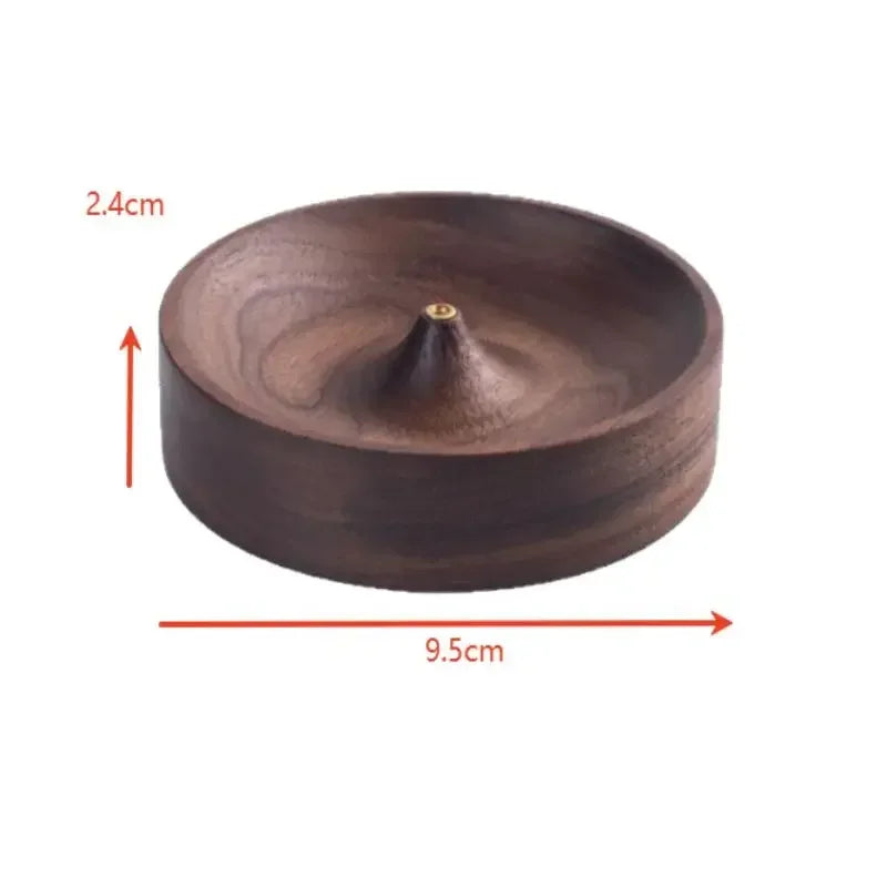 Black Walnut Solid Wood Incense Stick Tea Ceremony Round Incense Burner Agarwood Tray Holder Home Decor Qme