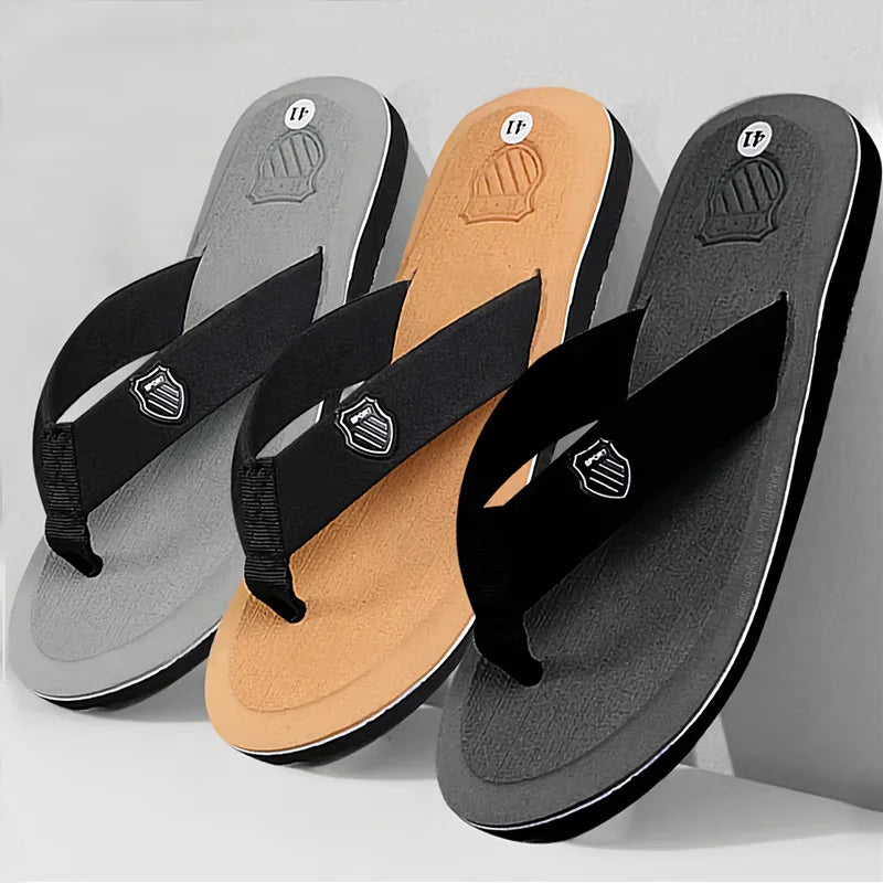Simple New Men's Flip Flops Summer Outer Wear Non-slip Toe-gripping Clamp Shoes Beach Sandals Student Version Brazilian slippers Qme